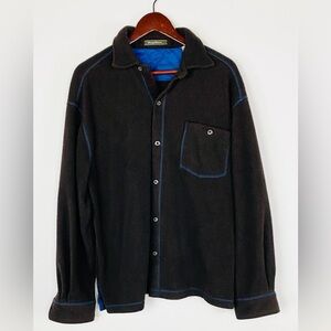 Tommy Bahama Heavyweight Dark Brown Button-Down Shirt with Blue Trim